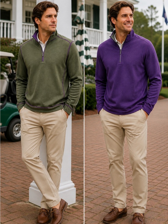 Tommy Bahama Other - Tommy Bahama Reversible Half-Zip Sweater
Regal Purple/Army Green Men’s Medium